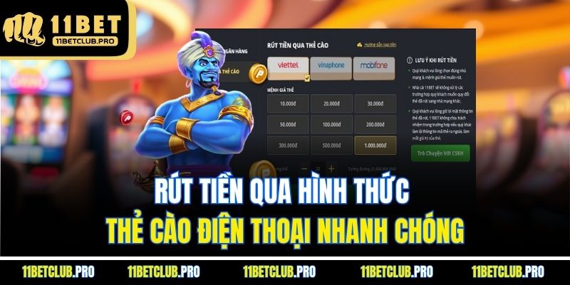 Rút tiền qua hình thức thẻ cào điện thoại nhanh chóng
